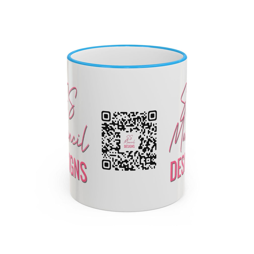 SS Mancil Designs Ceramic Mug | White with Black Rim & Handle (11oz)