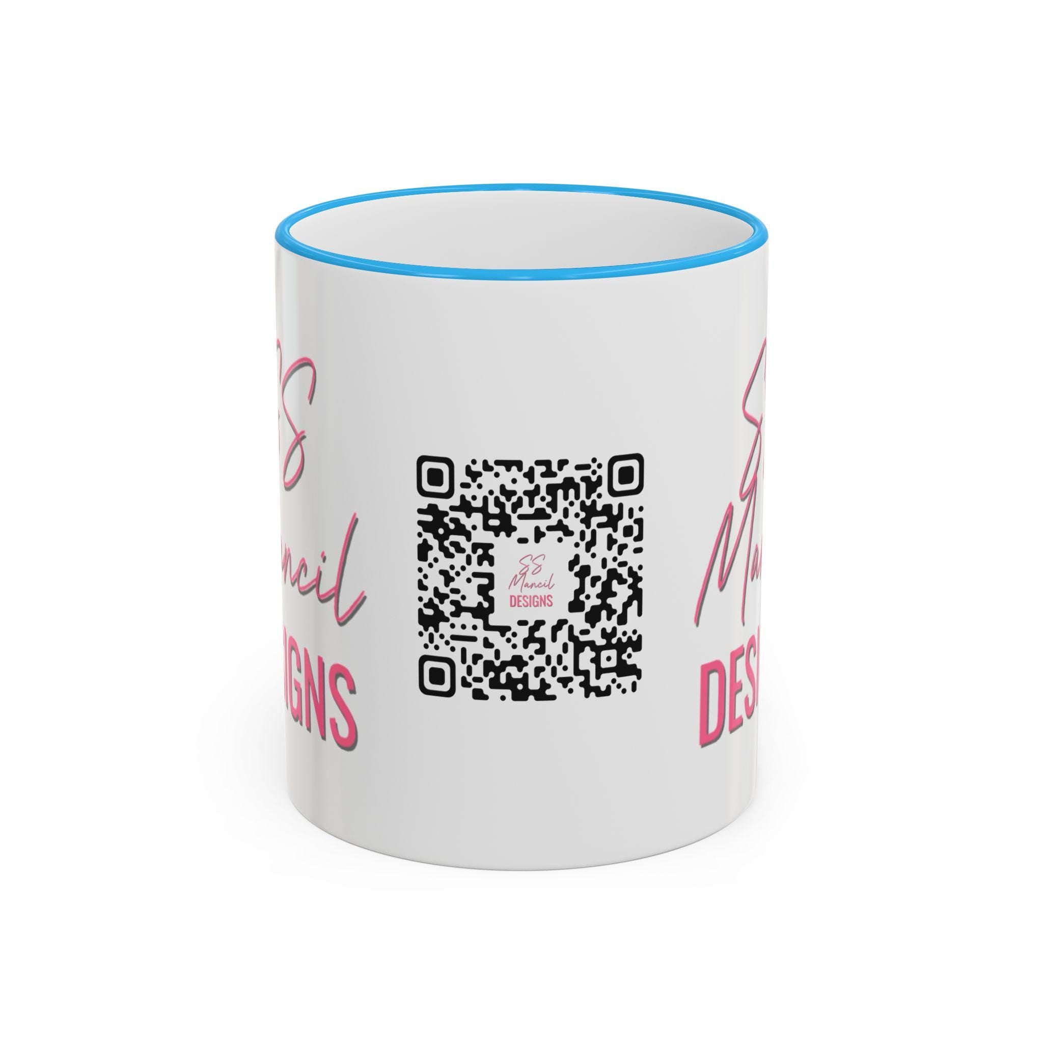 SS Mancil Designs Ceramic Mug | White with Black Rim & Handle (11oz)