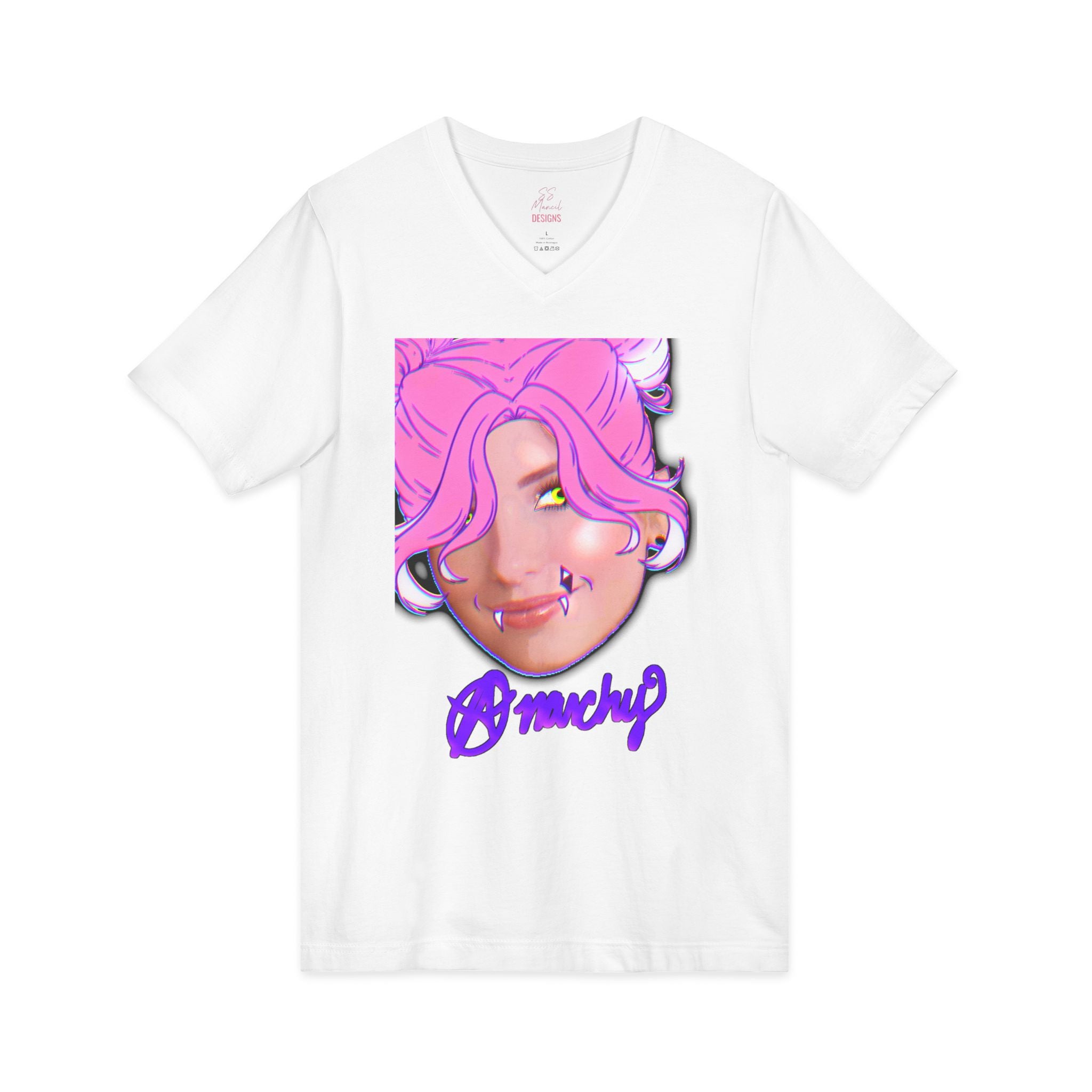 Unisex Funny Anarchy Jersey Short Sleeve V-Neck Tee