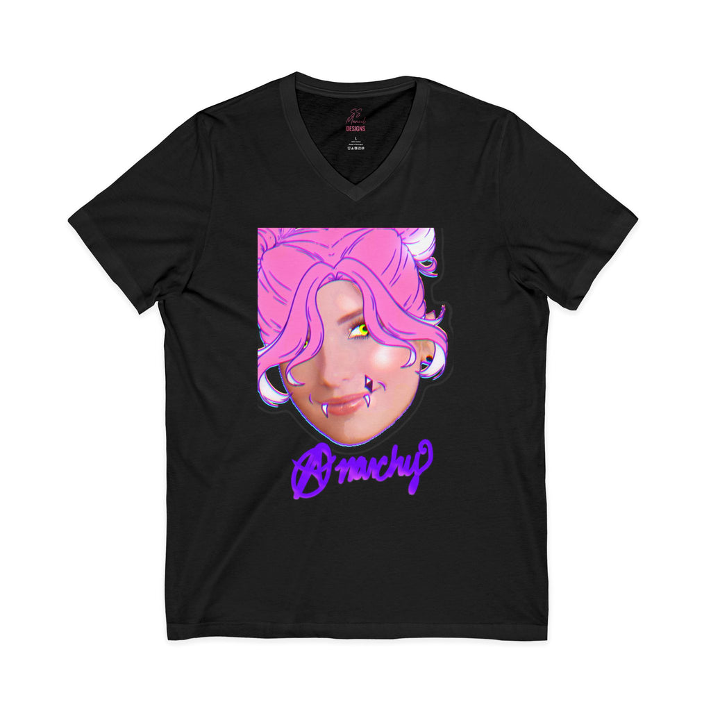 Unisex Funny Anarchy Jersey Short Sleeve V-Neck Tee