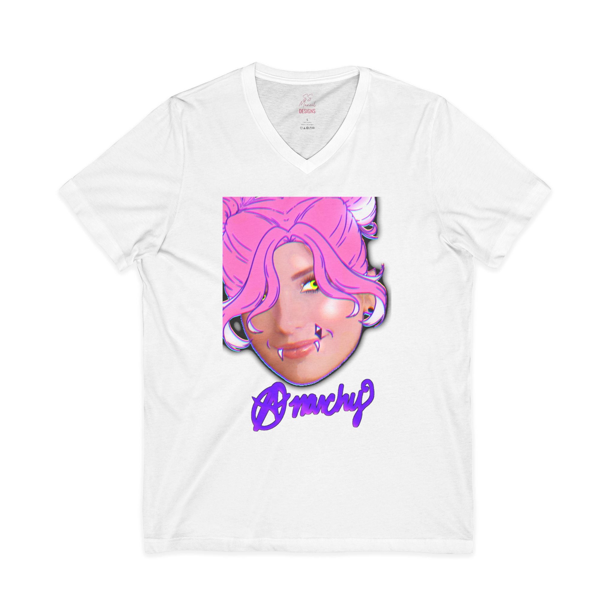Unisex Funny Anarchy Jersey Short Sleeve V-Neck Tee