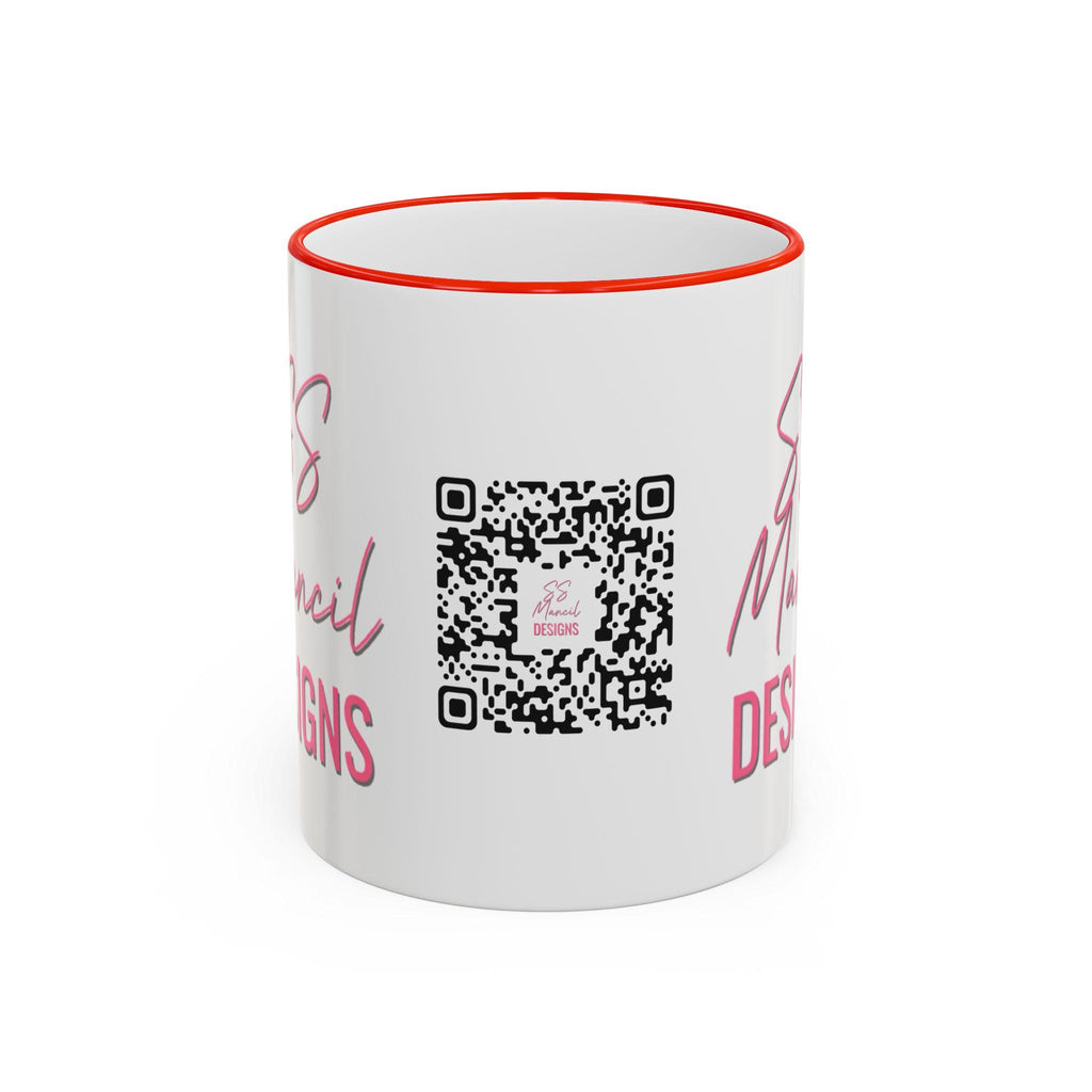 SS Mancil Designs Ceramic Mug | White with Black Rim & Handle (11oz)