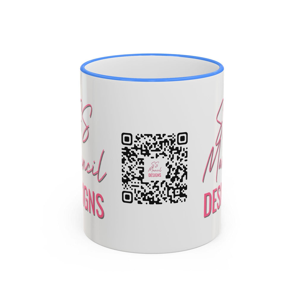 SS Mancil Designs Ceramic Mug | White with Black Rim & Handle (11oz)