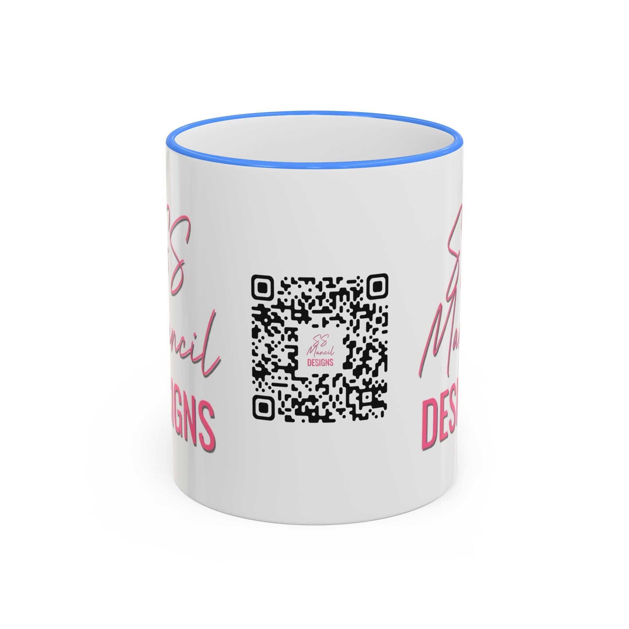 SS Mancil Designs Ceramic Mug | White with Black Rim & Handle (11oz)