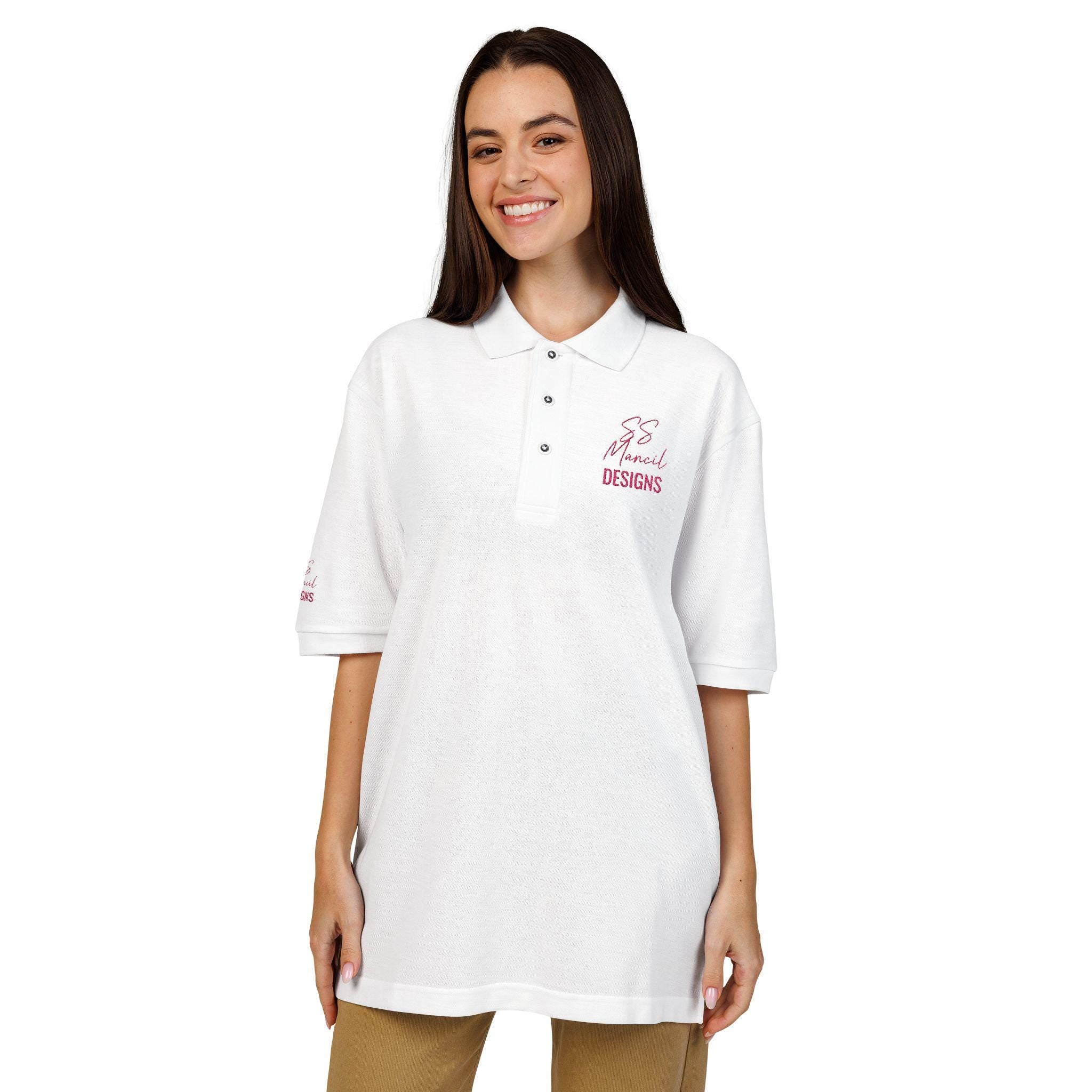 Logo Unisex Polo Shirt (Embroidery) SS Mancil Designs Pink Icon