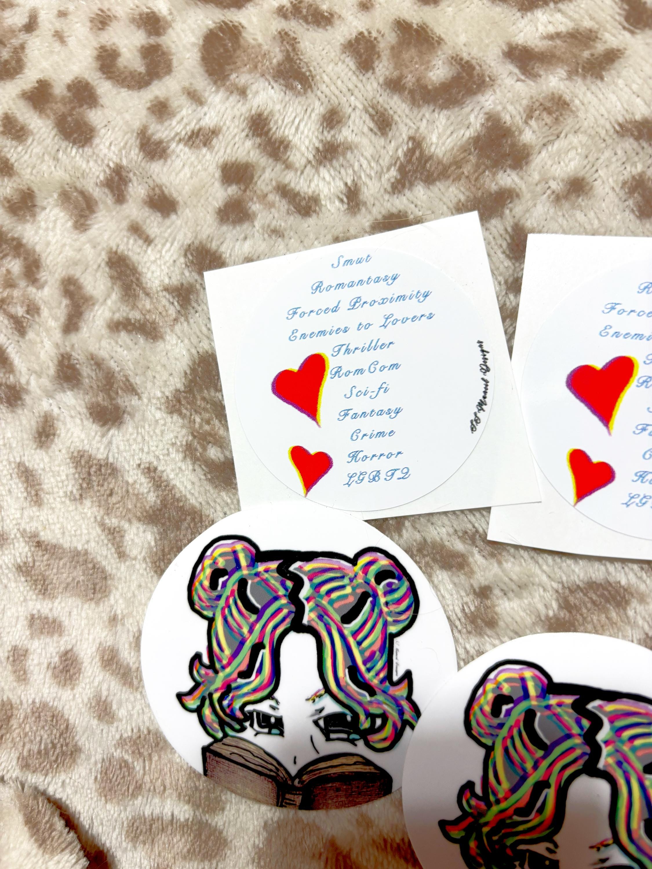 Colorful Pop Art Book Themed Sticker Set; Bookish Books Artwork Rainbow Neon