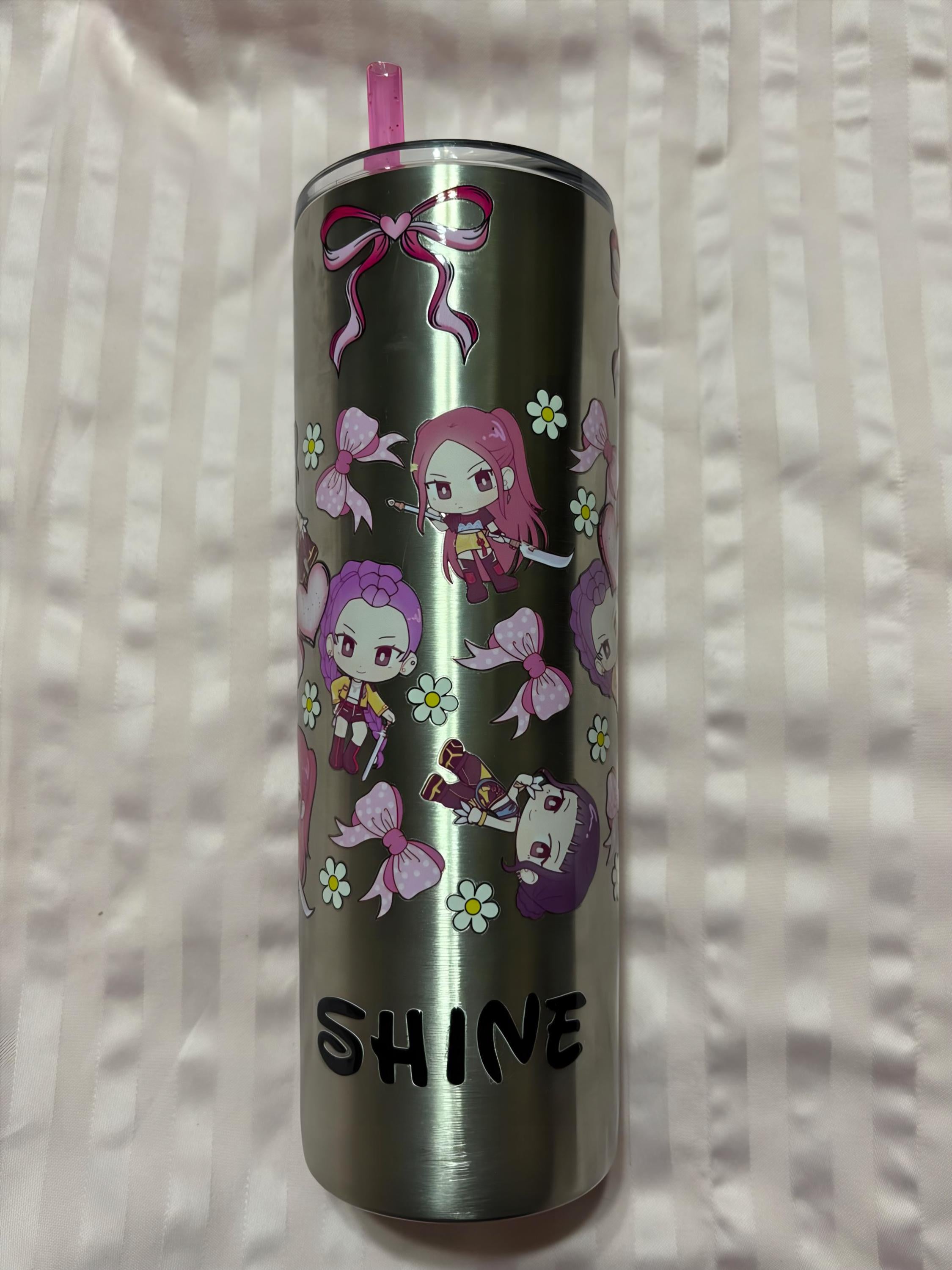 K-POP Demon Hunters Huntrix Inspired Rumi Mira Zoey Set Keychain, Pen,& Tumbler