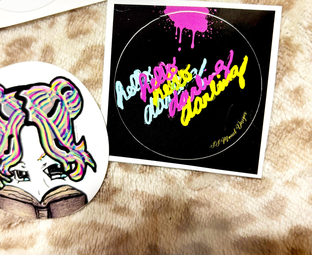 Colorful Pop Art Book Themed Sticker Set; Bookish Books Artwork Rainbow Neon