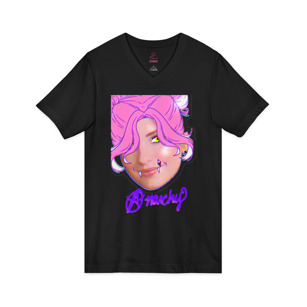 Unisex Funny Anarchy Jersey Short Sleeve V-Neck Tee
