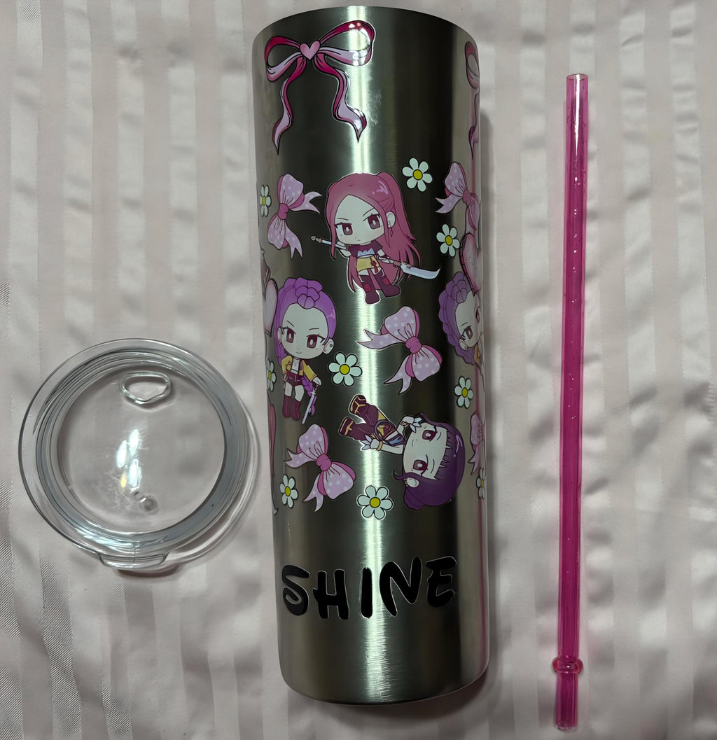 K-POP Demon Hunters Huntrix Inspired Rumi Mira Zoey Set Keychain, Pen,& Tumbler