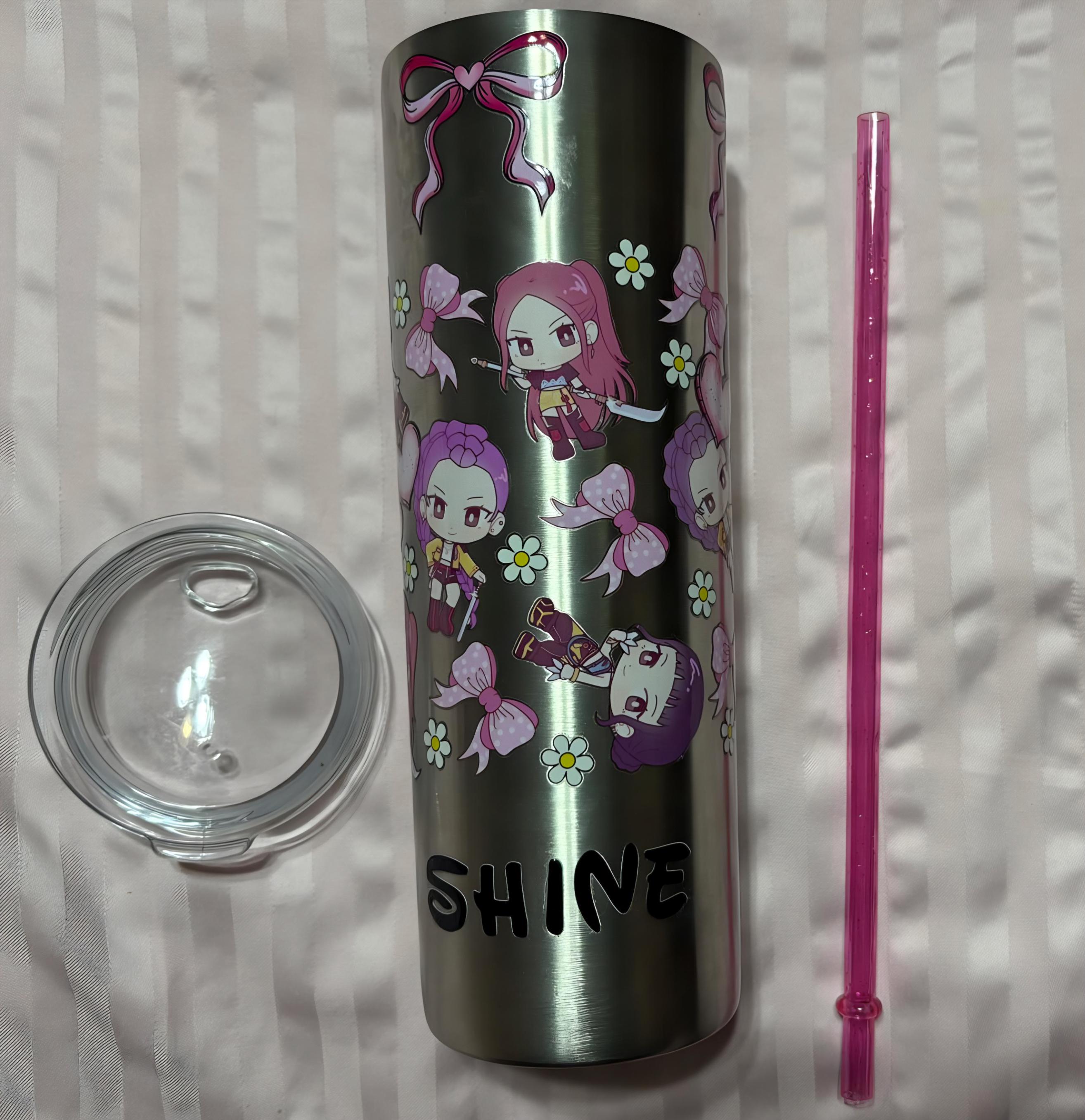 K-POP Demon Hunters Huntrix Inspired Rumi Mira Zoey Set Keychain, Pen,& Tumbler