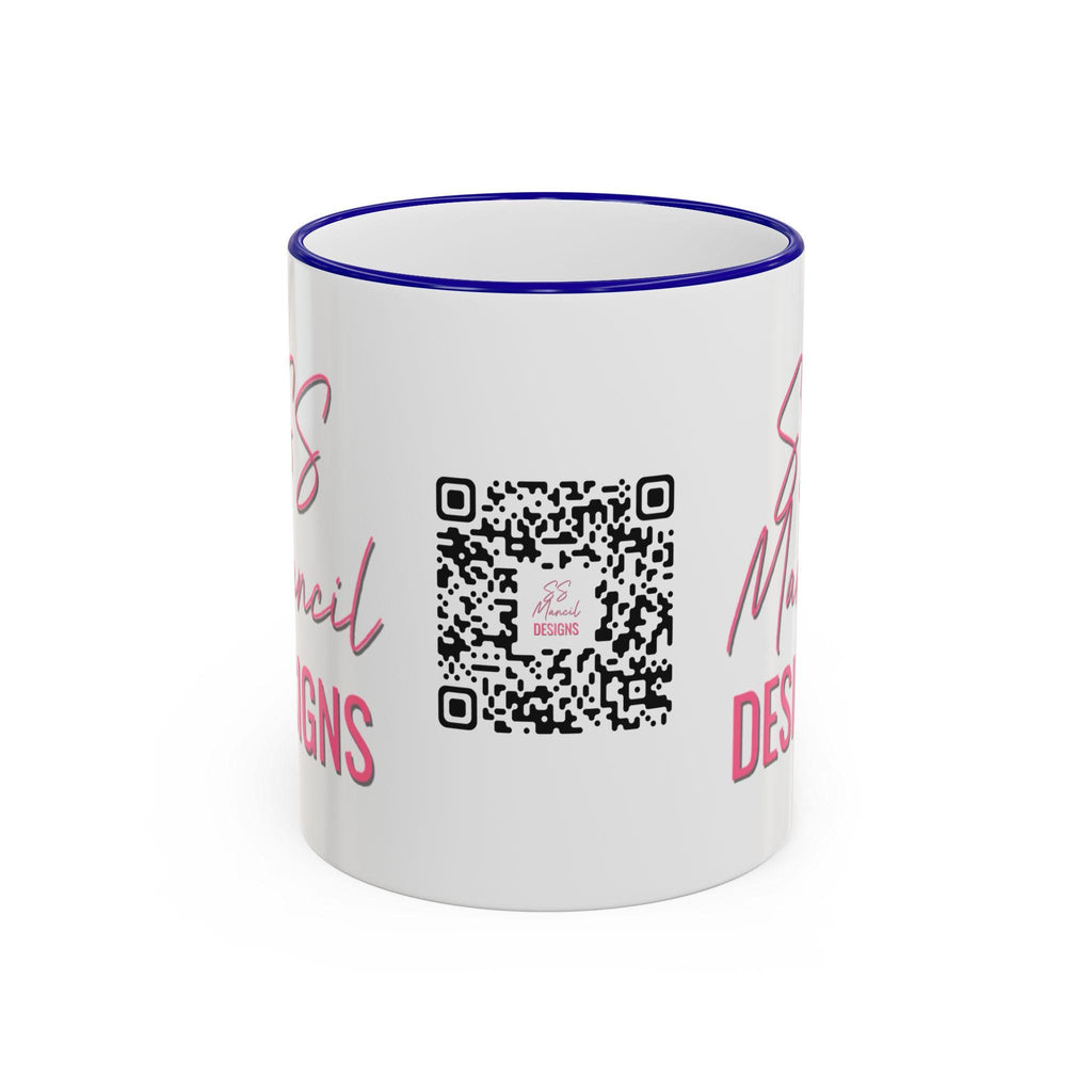 SS Mancil Designs Ceramic Mug | White with Black Rim & Handle (11oz)