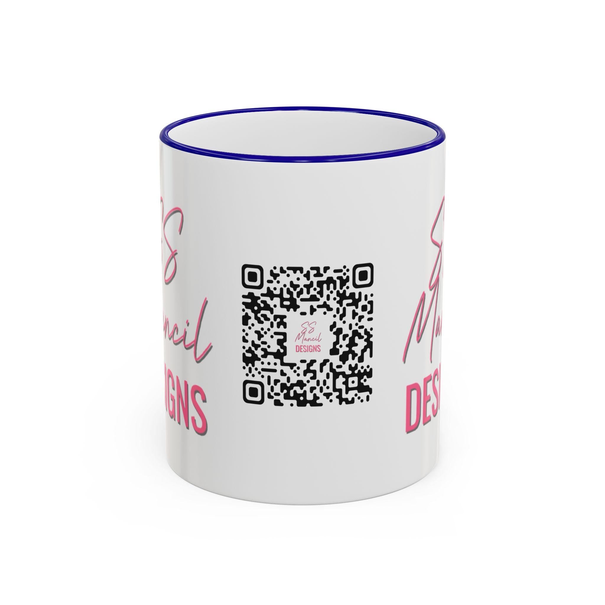 SS Mancil Designs Ceramic Mug | White with Black Rim & Handle (11oz)