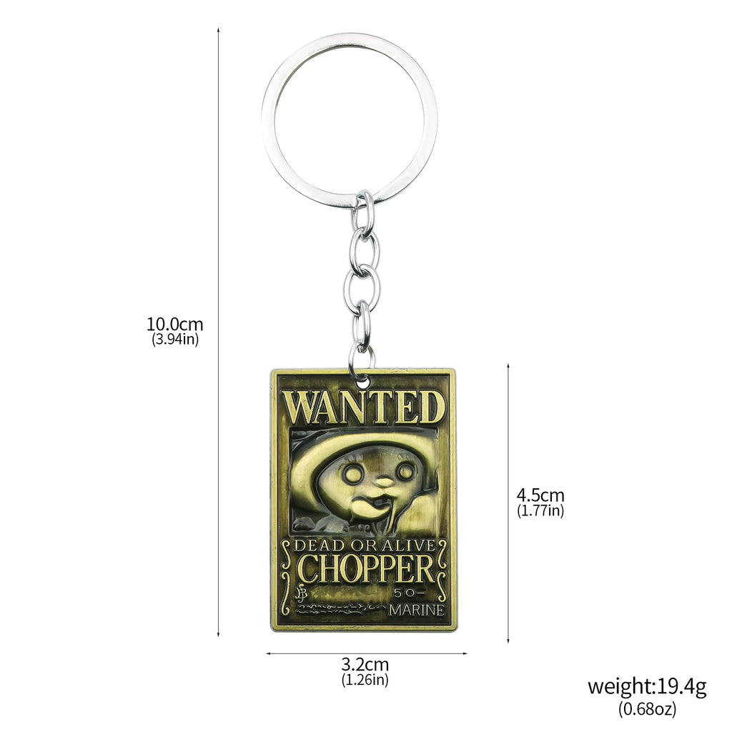 Anime One Piece Bronze Keychain Wanted Poster Design