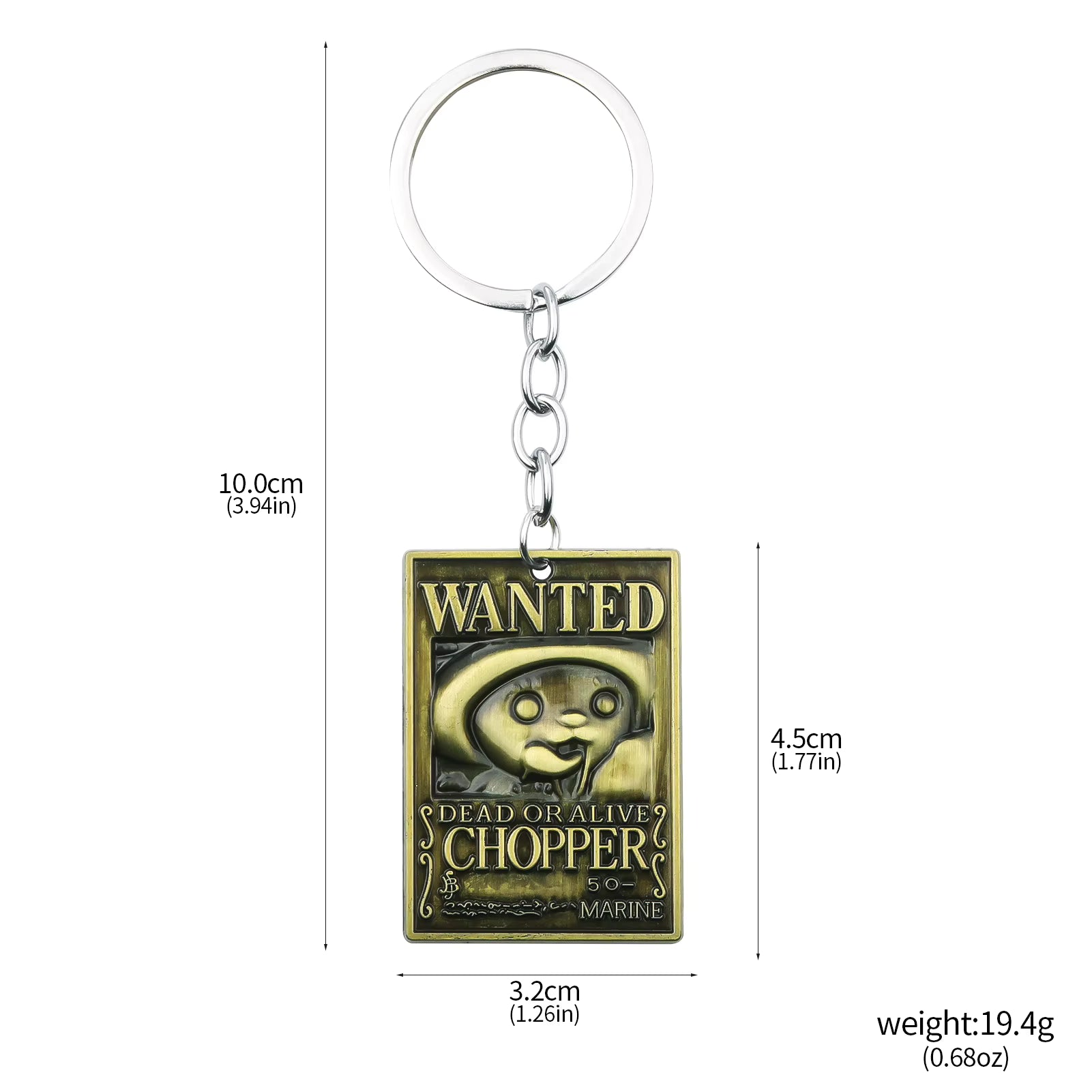 Anime One Piece Bronze Keychain Wanted Poster Design