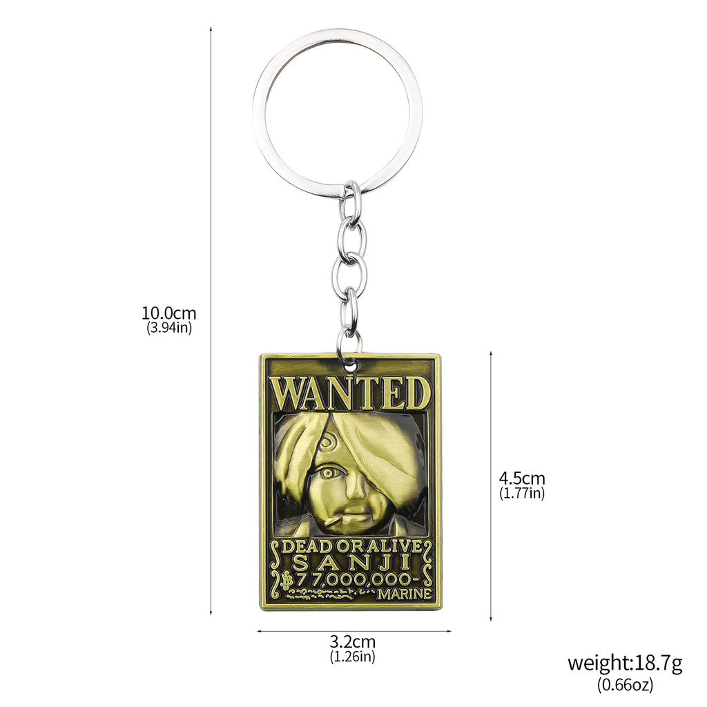 Anime One Piece Bronze Keychain Wanted Poster Design