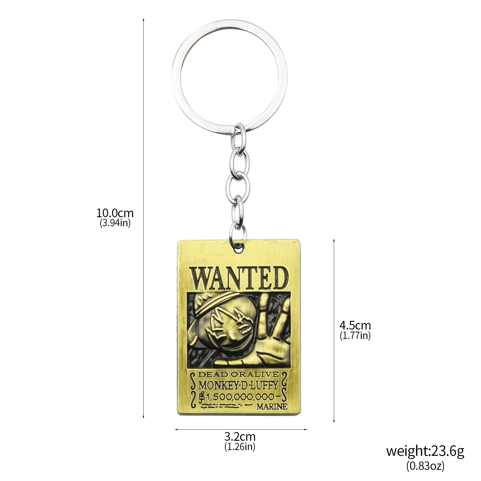 Anime One Piece Bronze Keychain Wanted Poster Design