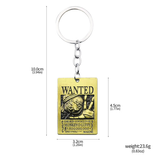 Anime One Piece Bronze Keychain Wanted Poster Design