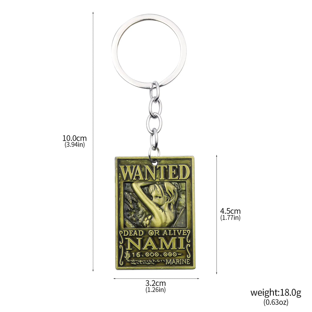 Anime One Piece Bronze Keychain Wanted Poster Design