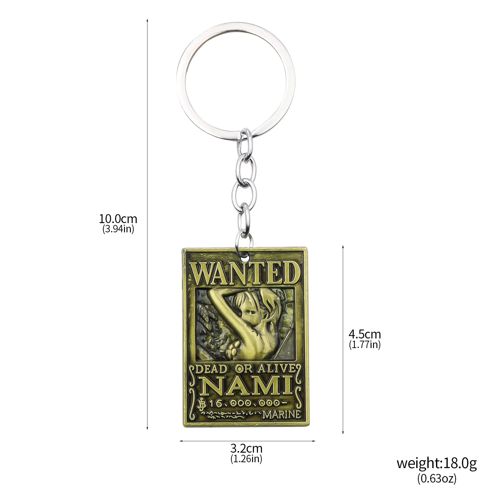 Anime One Piece Bronze Keychain Wanted Poster Design