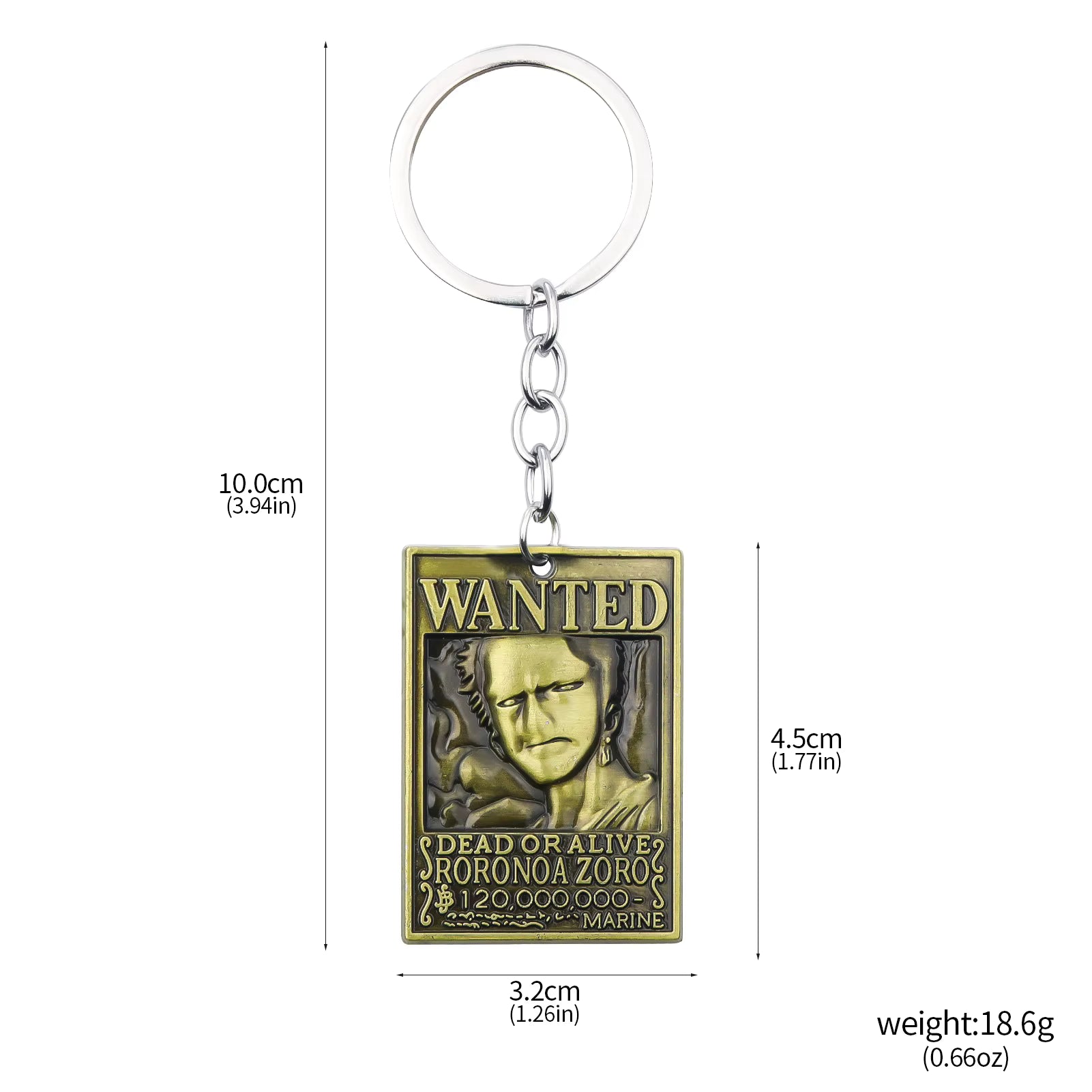 Anime One Piece Bronze Keychain Wanted Poster Design