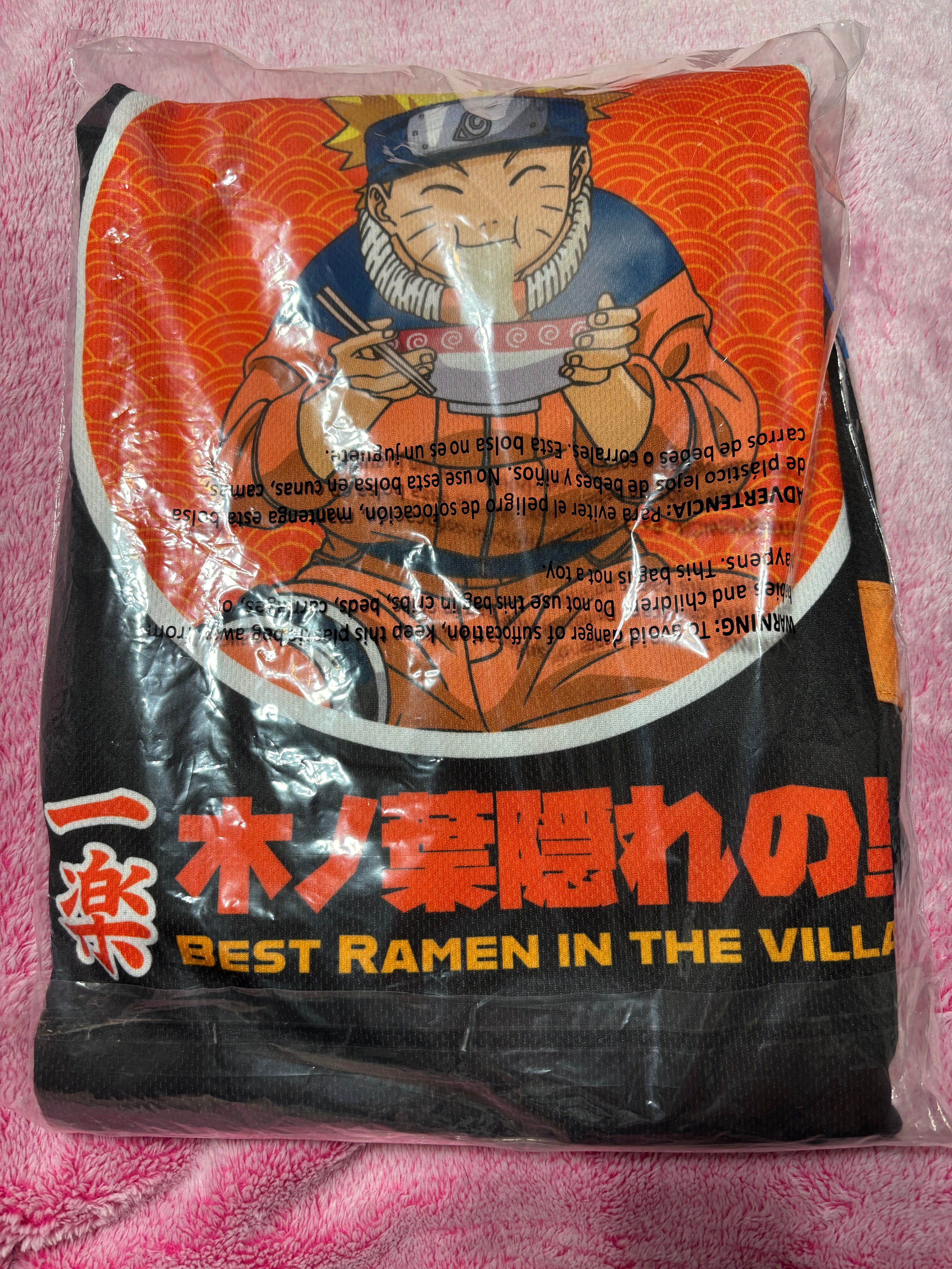 Naruto Graphic Long Sleeve Tee Orange & Black Jersey Style Size XL