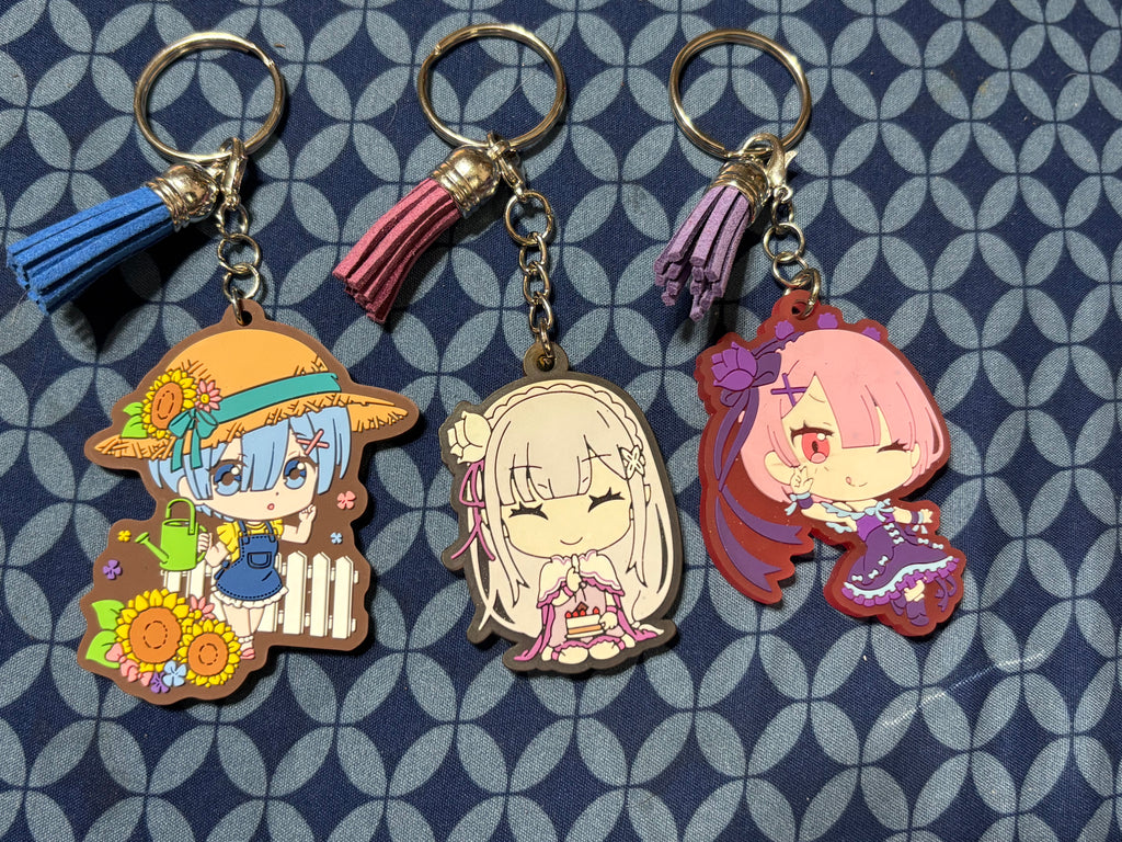 Re:Zero Soft Character Keychain Set Good Condition