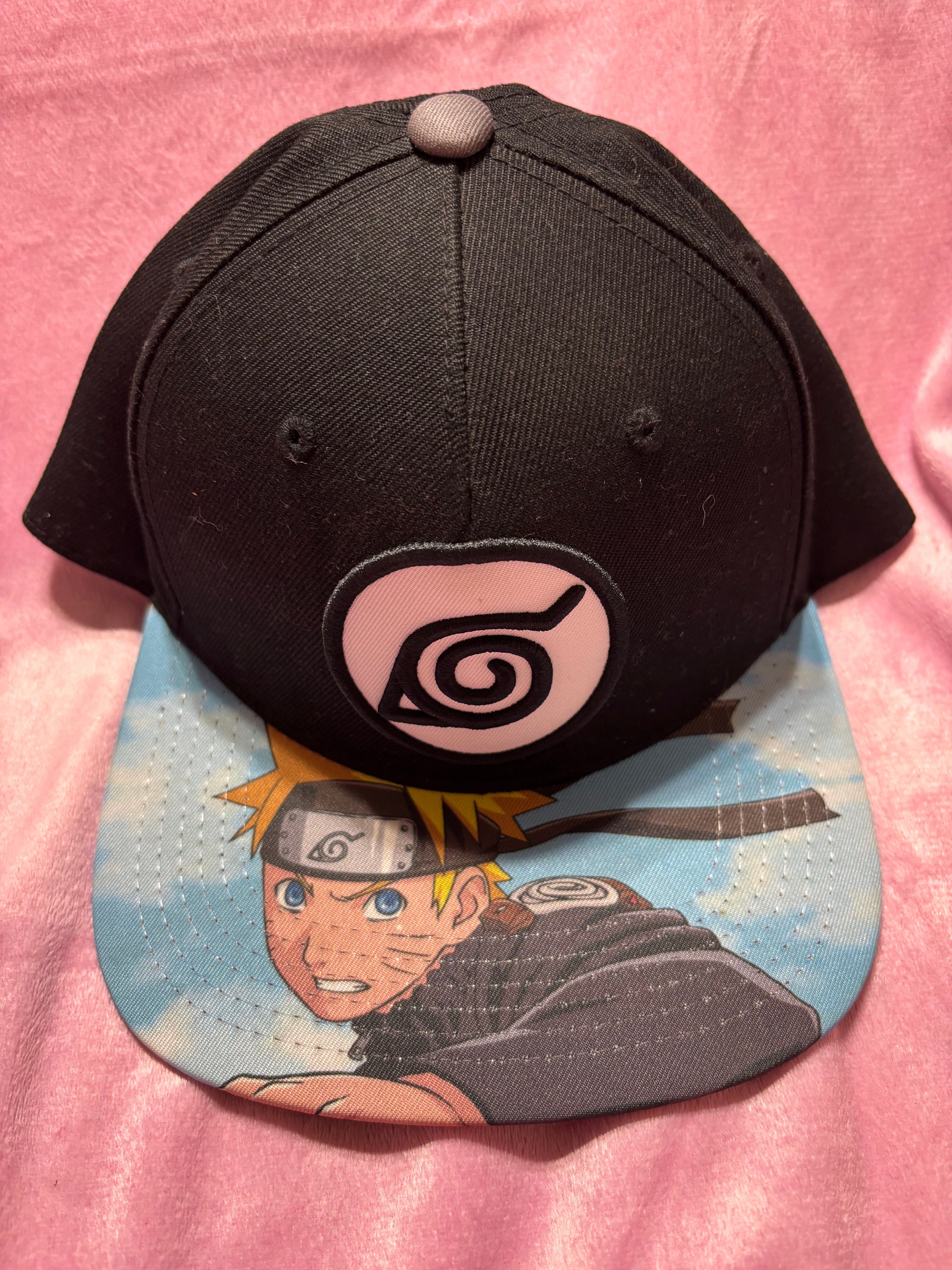 Black Naruto Snapback Hat with Graphic Brim NWOT