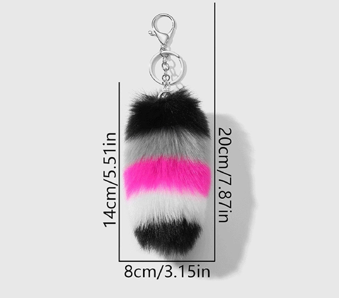 Mini Therian Grunge Emo Aesthetic Faux Fur Tail Keychain Accessory