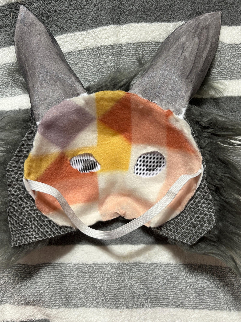 Therian Grey Angora Bunny Costume Cosplay Mask Accessory Handmade
