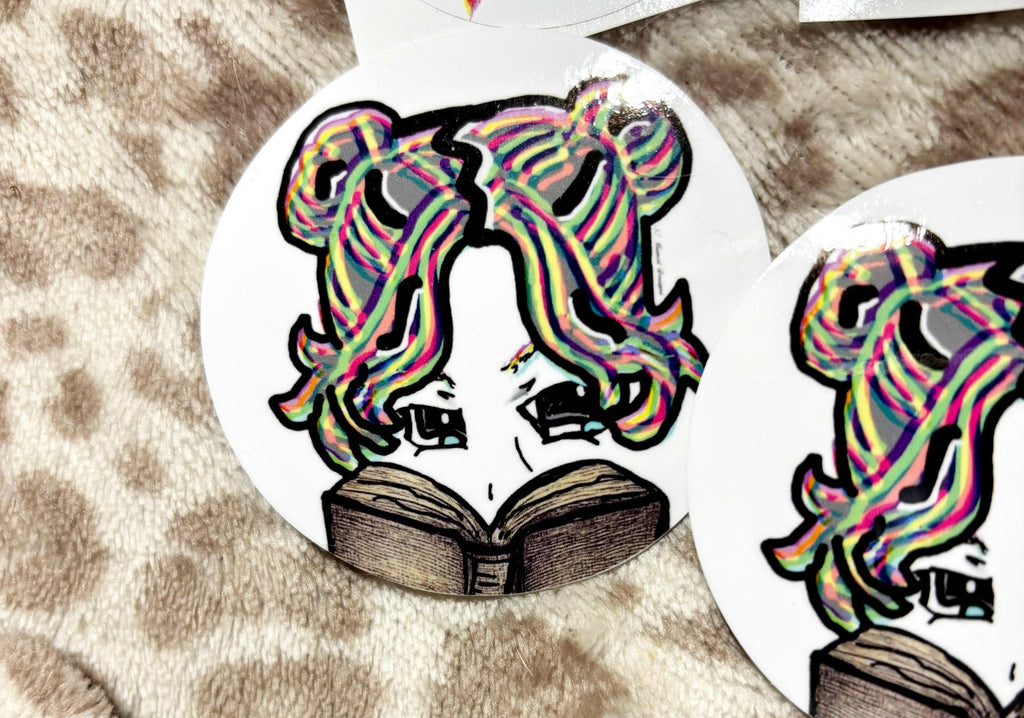 Colorful Pop Art Book Themed Sticker Set; Bookish Books Artwork Rainbow Neon