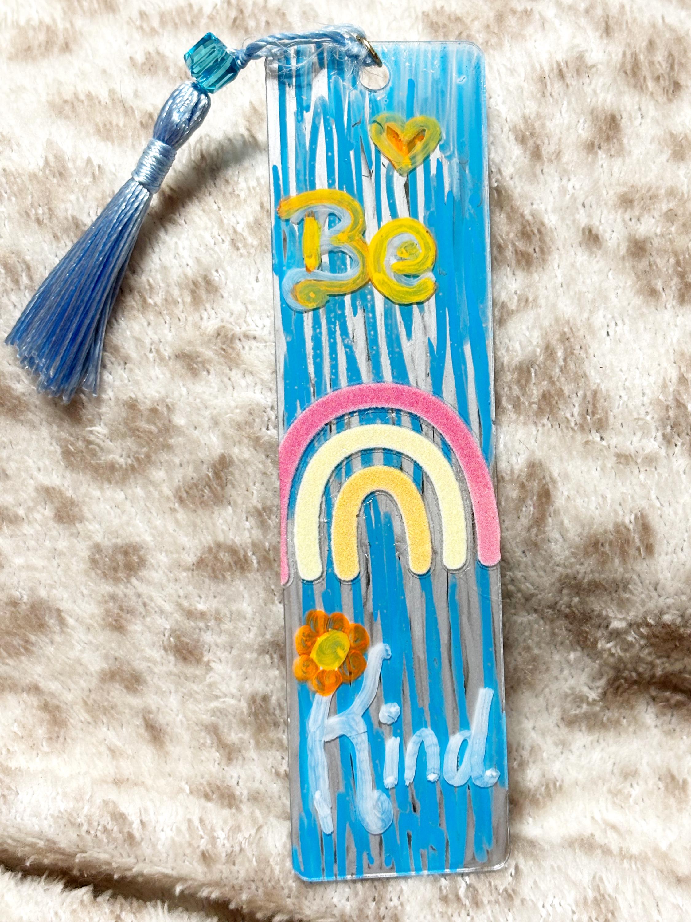 Be Happy Beaded Keychain, Pen, Bookmark Set, Blue Butterfly Charm, Positive Vibes