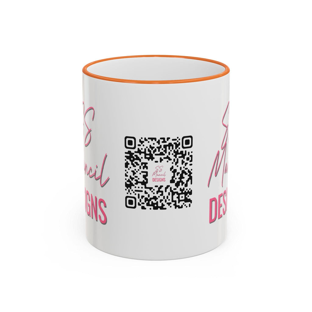 SS Mancil Designs Ceramic Mug | White with Black Rim & Handle (11oz)