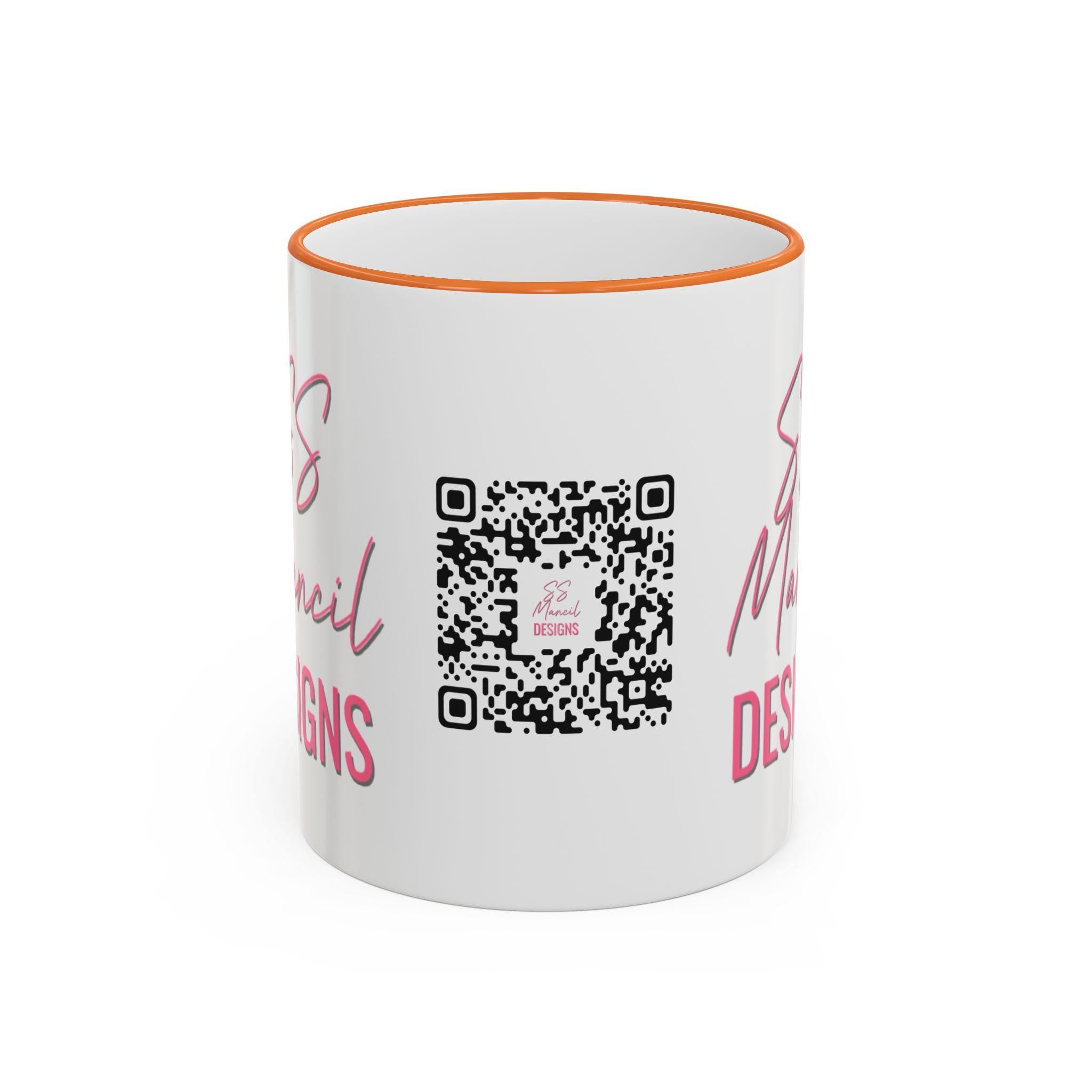 SS Mancil Designs Ceramic Mug | White with Black Rim & Handle (11oz)