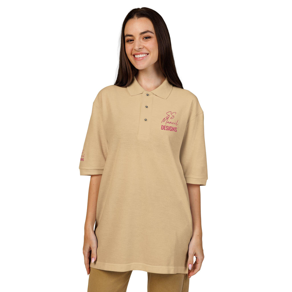 Logo Unisex Polo Shirt (Embroidery) SS Mancil Designs Pink Icon