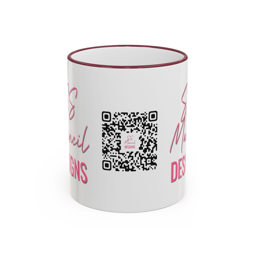 SS Mancil Designs Ceramic Mug | White with Black Rim & Handle (11oz)