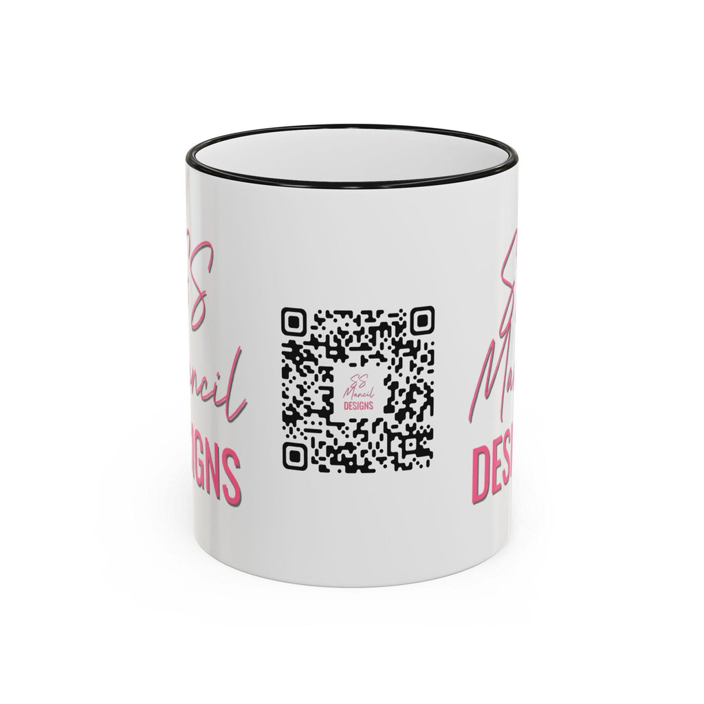 SS Mancil Designs Ceramic Mug | White with Black Rim & Handle (11oz)