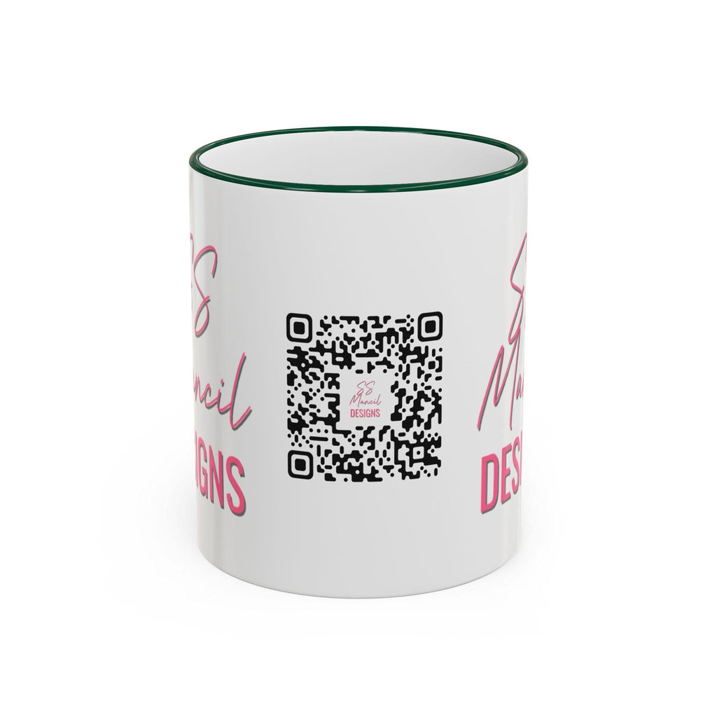 SS Mancil Designs Ceramic Mug | White with Black Rim & Handle (11oz)