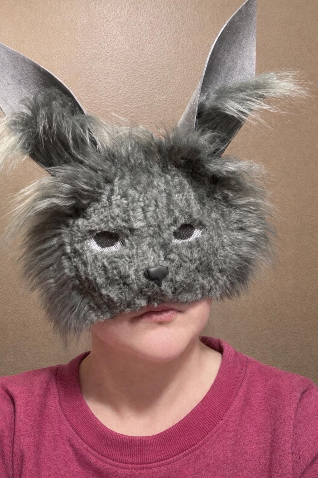 Therian Grey Angora Bunny Costume Cosplay Mask Accessory Handmade
